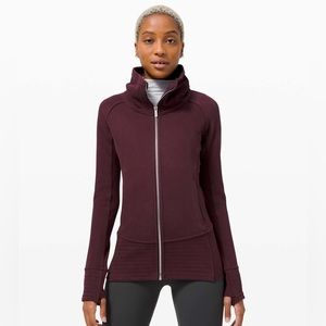 Lululemon Radiant II Full Zip Cotton Fleece in Cassis Burgundy Jacket | Size 4